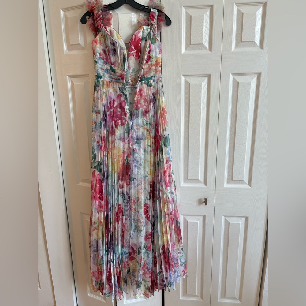 Marchesa Cream and Pink Sweetheart Maxi Dress